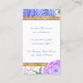 金ゴールドグリッターと水彩青と紫のフローラ 名刺 (裏面)