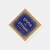 金ゴールドグリッターと王室のブルー結婚ズナプキン スタンダードカクテルナプキン (角)