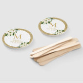 金ゴールドグリッターと白い花誕生日 ハンドファン (組立なし)