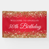 金ゴールドグリッターと赤30歳の誕生日へようこそ 横断幕 (横)