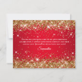 金ゴールドグリッターと赤40歳の誕生日 サンキューカード (裏面)