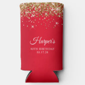 金ゴールドグリッターと赤40歳の誕生日 スリム缶クーラー (正面)