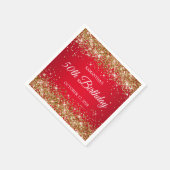 金ゴールドグリッターと赤50誕生日 スタンダードカクテルナプキン (角)