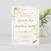 金ゴールドグリッターと離れ白い背中と白い上の 招待状 (スタンド正面)