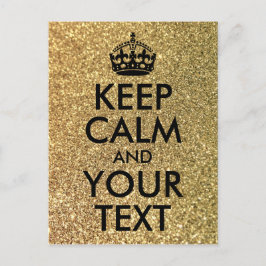 金ゴールドグリッターと黒保のCalmとテキスト ポストカード