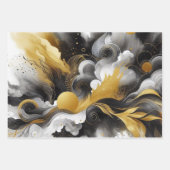 金ゴールドグリッターと黒抽象芸術 ラッピングペーパーシート (正面)