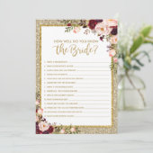 金ゴールドグリッターどのように良く花嫁ゲームカードを知っている 招待状 (スタンド正面)