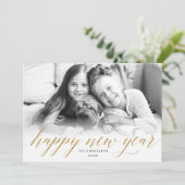 金ゴールドグリッターにキラキラした新年のフォトカフェイクード シーズンカード (スタンド正面)