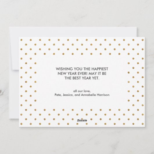 金ゴールドグリッターにキラキラした新年のフォトカフェイクード シーズンカード (裏面)