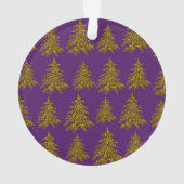 金ゴールドグリッターのクリスマスツリー紫の背景 オーナメント (裏面)