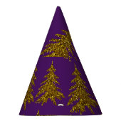金ゴールドグリッターのクリスマスツリー紫の背景 パーティーハット (右)