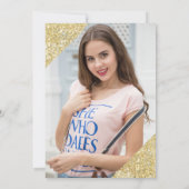 金ゴールドグリッターのピンク色の写真sweet sixteen 招待状 (裏面)