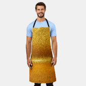 金ゴールドグリッターのヴィンテージライトテクスチャ。クリスマスの祝祭日 エプロン (着用した状態)