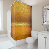金ゴールドグリッターのヴィンテージライトテクスチャ。クリスマスの祝祭日 シャワーカーテン (インサイチュ)