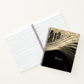 金ゴールドグリッターの乾燥と光線、金ゴールド名 ノートブック (内部)