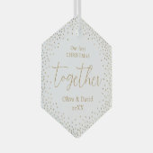 金ゴールドグリッターの初めてのクリスマスとスクリプト ガラスオーナメント (正面右)