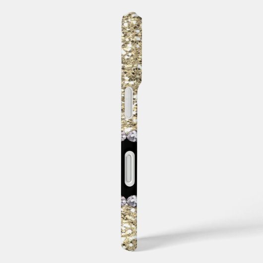 金ゴールドグリッターの宝石(名前とMongram付き) Case-Mate iPhoneケース (裏面 / 右)