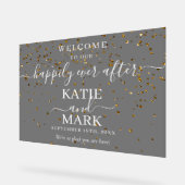 金ゴールドグリッターの後ずっと幸せに霜が降り結婚た アクリルサイン (傾斜)