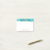 金ゴールドグリッターの机の青い水色 ポストイット (デスク上)