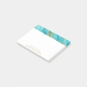 金ゴールドグリッターの机の青い水色 ポストイット (アングル)