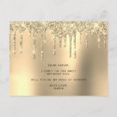 金ゴールドグリッターの滴りが私のメイド・オブ・オーナー(花嫁付き添い人) インビテーションポストカード (裏面)