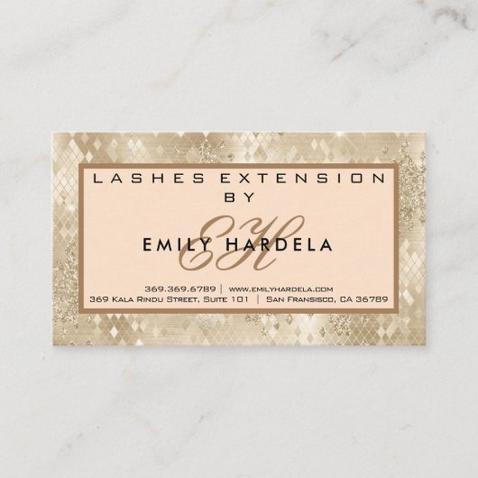 金ゴールドグリッターの点滅アフターケア指導  名刺 (正面)