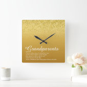 金ゴールドグリッターの祖父母の定義 スクエア壁時計 (ホーム)