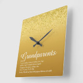 金ゴールドグリッターの祖父母の定義 スクエア壁時計 (傾斜)