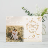 金ゴールドグリッターの結婚した写真とメリー シーズンカード (スタンド正面)