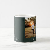 金ゴールドグリッターの緑のモダンクリスマス写真 コーヒーマグカップ (中央)