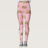 金ゴールドグリッターの背景がピンクのグリッター レギンス (正面)