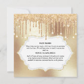金ゴールドグリッターの花嫁ドレスラグジュアリーエレガントなきらめく 招待状 (裏面)