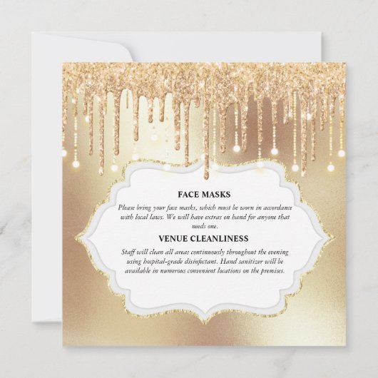 金ゴールドグリッターの花嫁ドレスラグジュアリーエレガントなきらめく 招待状 (裏面)