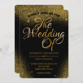 金ゴールドグリッターの黒い背景 招待状 (正面/裏面)