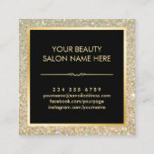 金ゴールドグリッターはさみ櫛美容師ヘアサロン スクエア名刺 (裏面)