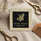 金ゴールドグリッターはさみ櫛美容師ヘアサロン スクエア名刺