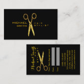 金ゴールドグリッターはさみ美容師アポイントメント#2 予約カード (正面/裏面)