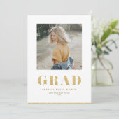 金ゴールドグリッターはっきりしたグラードタイポグラフィ卒業写真 案内状 (スタンド正面)