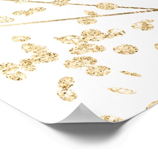 金ゴールドグリッターはっきりしたフローラ結婚歓迎 ポスター (角)