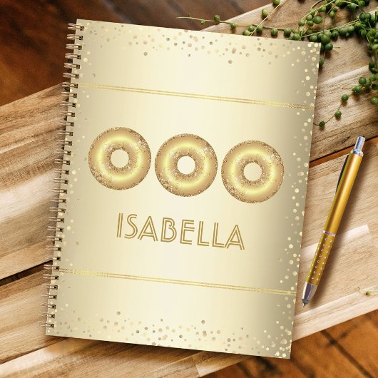 金ゴールドグリッターはっきりしたモダンガーリーおもしろい名 ノートブック