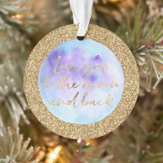 金ゴールドグリッターは月の水色にあなたを愛する オーナメント (ツリー)
