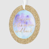 金ゴールドグリッターは月の水色にあなたを愛する オーナメント (正面)
