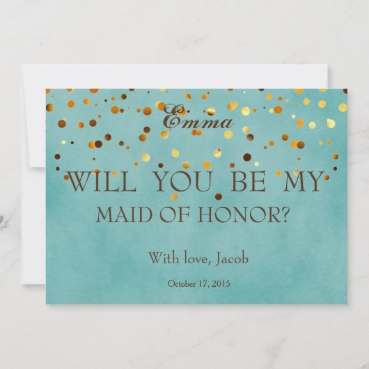金ゴールドグリッターは私のメイド・オブ・オーナー（花嫁付き添い人）invitati 招待状 (正面)