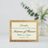 金ゴールドグリッターは私の名誉カード インビテーションポストカード (スタンド正面)