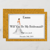 金ゴールドグリッターは私の花嫁になる 招待状 (正面/裏面)