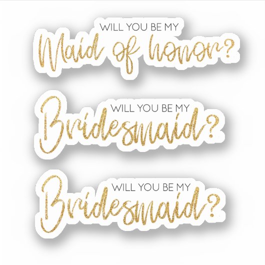 金ゴールドグリッターは私の花嫁の提案になる シール (正面)