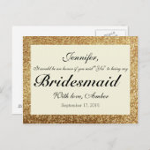 金ゴールドグリッターは私の花嫁はがき インビテーションポストカード (正面/裏面)