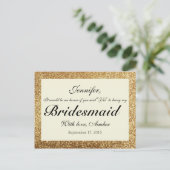 金ゴールドグリッターは私の花嫁はがき インビテーションポストカード (スタンド正面)