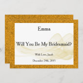 金ゴールドグリッターは私の花嫁抽象芸術 招待状 (正面/裏面)