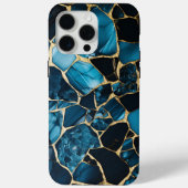 金ゴールドグリッターひびブルーマーブルモダン質感 Case-Mate iPhoneケース (裏面)